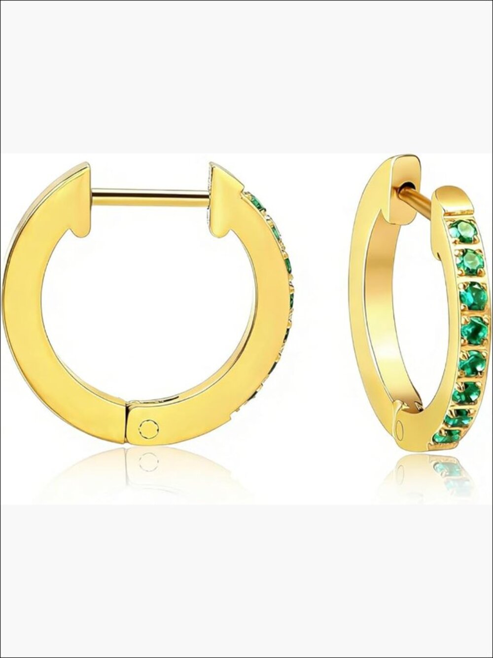 18K Gold Plated Hypoallergenic Stainless Steel Hoop Earrings with Cubic Zirconia